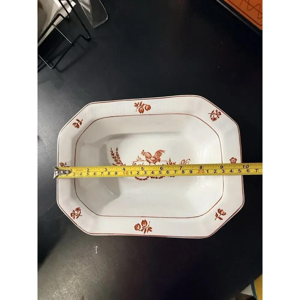 Wedgwood Chanticleer Brown Rooster Rectangular Vegetable Serving Bowl